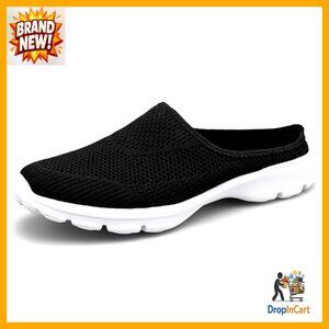 Breathable Mesh Mule Sneakers Slip On Walking Shoes Lightweight Comfortable